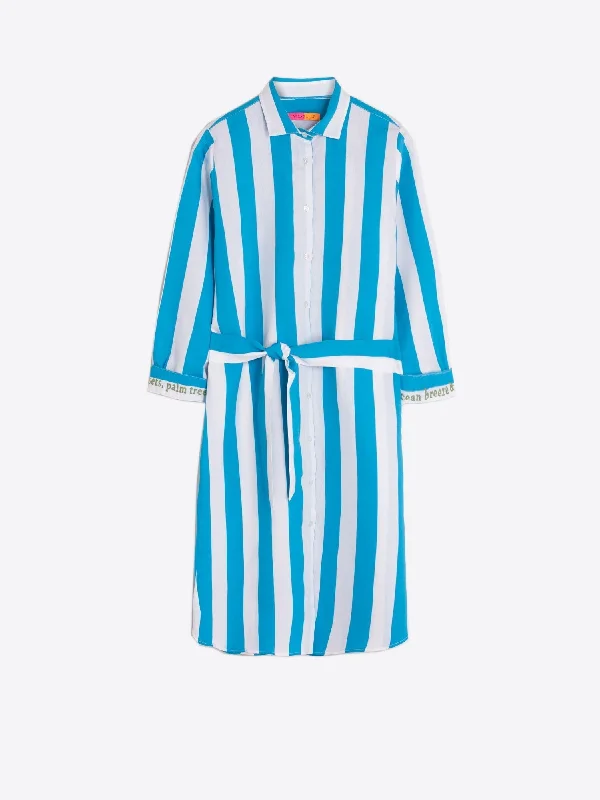 Dover Dress in Bordada Turquoise Stripe