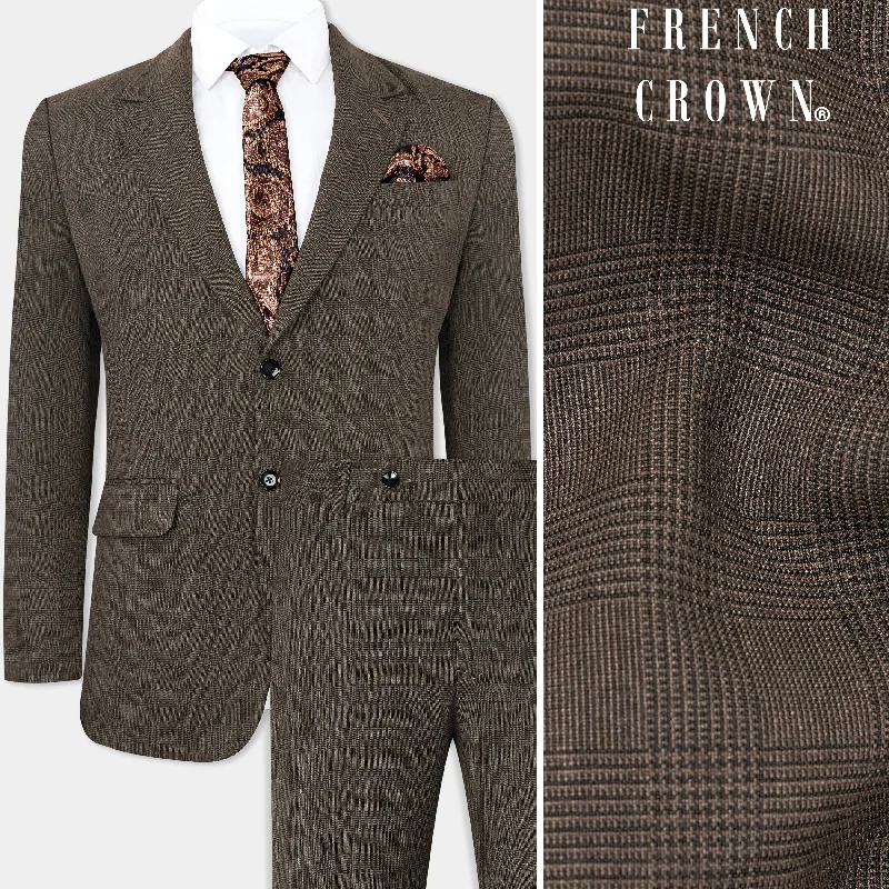 Taupe Dark Brown Single-Breasted Suit