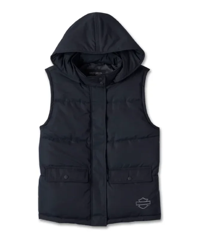 Women's Bar & Shield Quilted Vest - Black Beauty