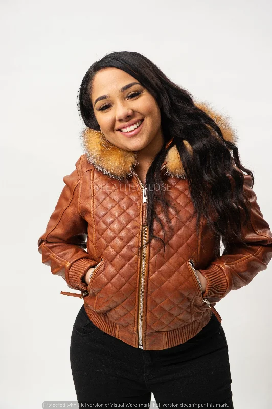 Women's Lucas Jacket With Premium Fox Fur Hood [Crystal]