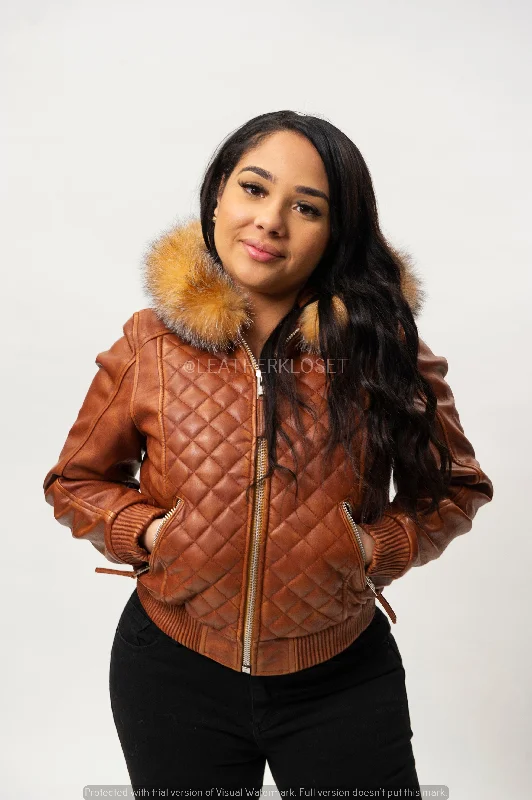 Women's Lucas Jacket With Premium Fox Fur Hood [Crystal]