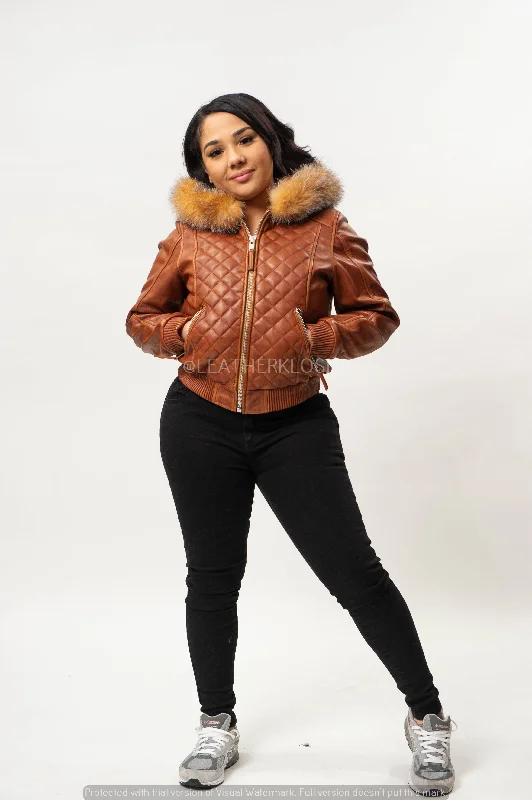 Women's Lucas Jacket With Premium Fox Fur Hood [Crystal]