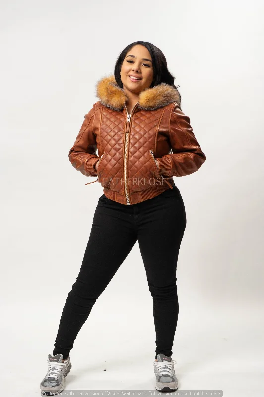 Women's Lucas Jacket With Premium Fox Fur Hood [Crystal]