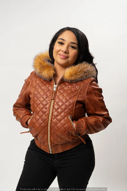 Women's Lucas Jacket With Premium Fox Fur Hood [Crystal]